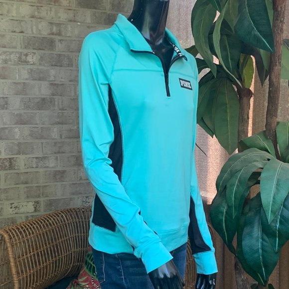 PINK Victoria's Secret Ultimate Zippered V-Neck Long Sleeve Pull Over Top - Picture 4 of 13